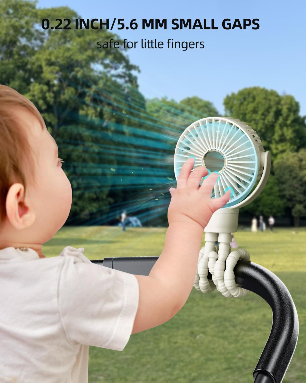 Portable Pram Fan, Small Rechargeable Clip on Fan with Digital Display | 2000Mah, 3 Speeds 360° Rotate Mini Cooling Fan for Stroller, Buggy, Car Seat, Crib & Travel