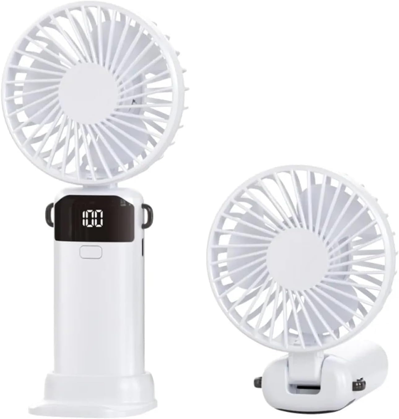 Handheld Fans, Mini Fan 3000Mah Type-C Rechargeable,90° Fold Cooling Portable Handheld Electric Fan,Led Digital Display Fans,For Travel, Outdoor, Home, Office, School, Camping (White)